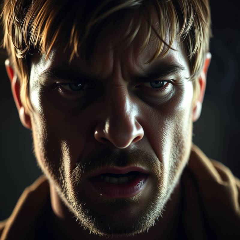 Een close-up van een acteur die een emotionele scène speelt