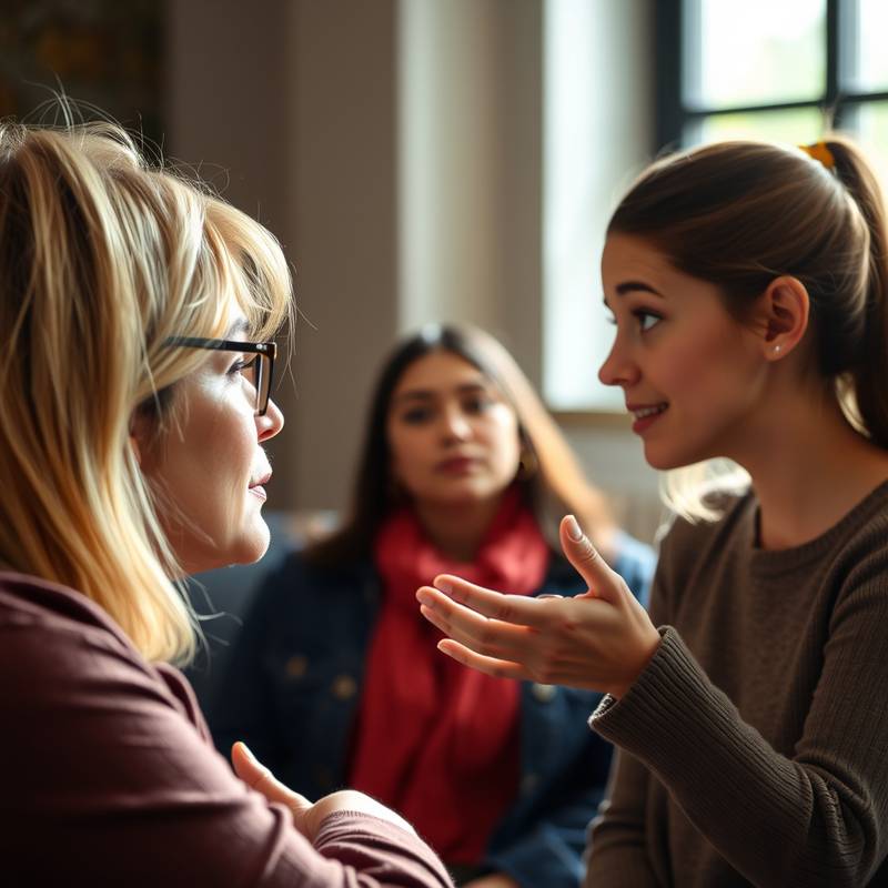 Een docent die feedback geeft aan een student tijdens een acteerles, met een focus op de expressie van de student